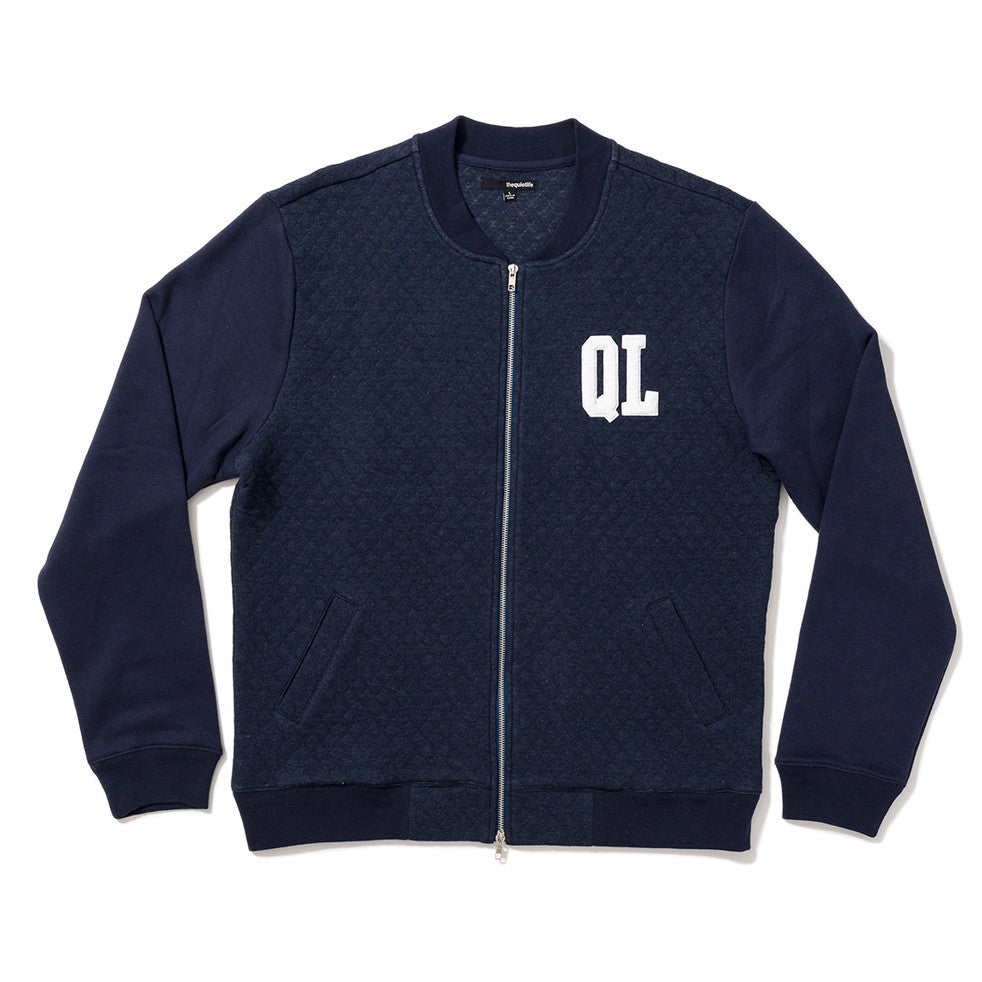 Quilted Fleece Zip Up - Navy