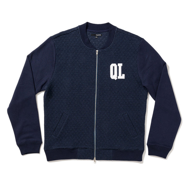 Quilted Fleece Zip Up - Navy