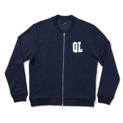 Quilted Fleece Zip Up - Navy