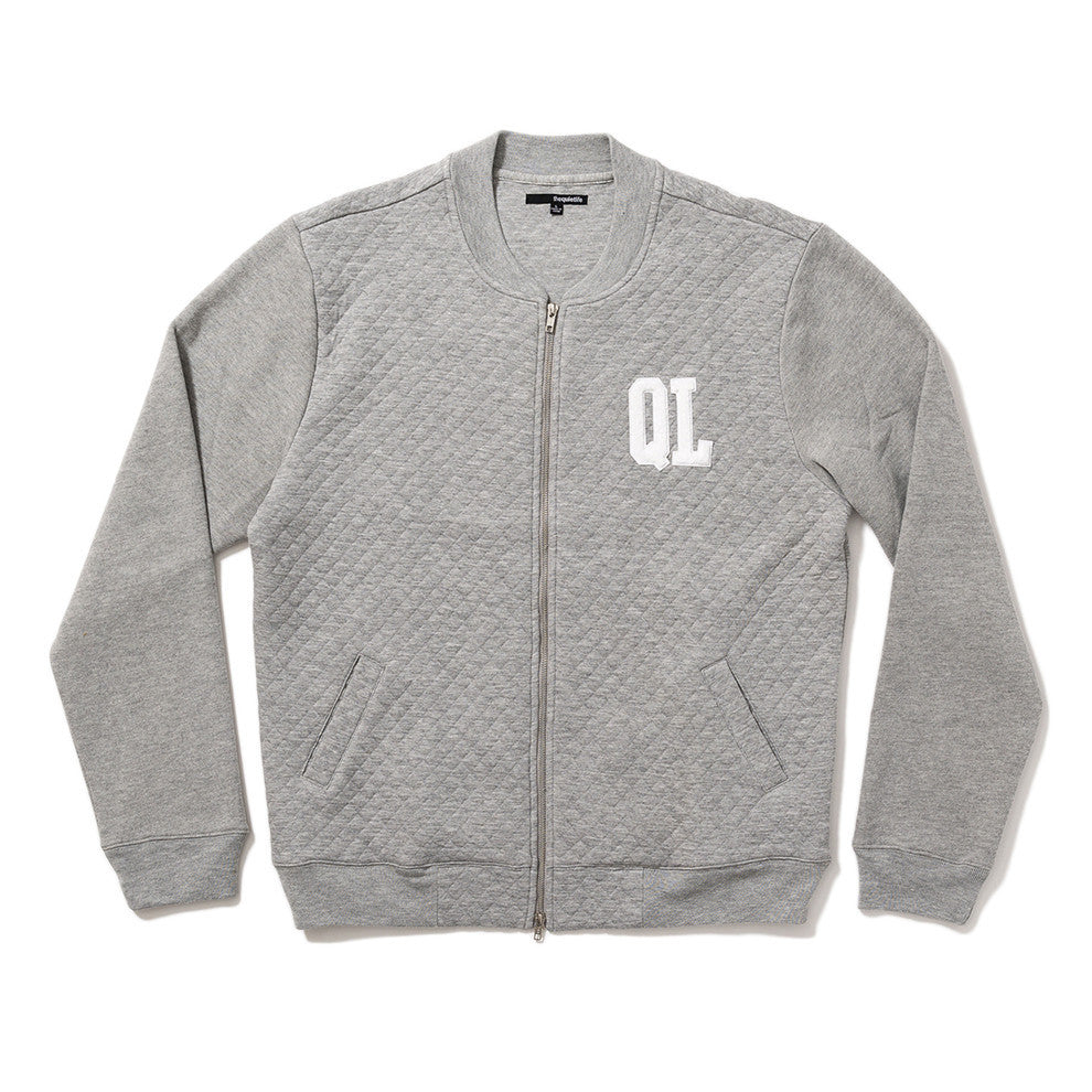 Quilted Fleece Zip Up - Heather Grey